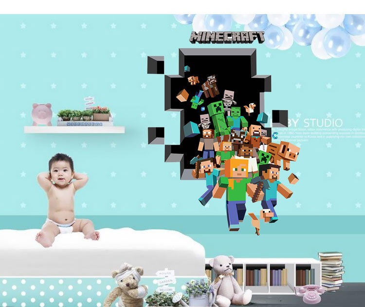 3D Minecraft Run away Wall paper - Nest of Design