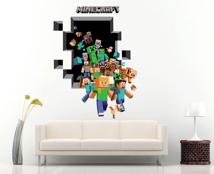 3D Minecraft Run away Wall paper - Nest of Design