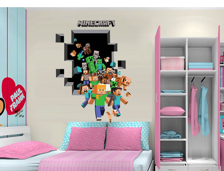 3D Minecraft Run away Wall paper - Nest of Design