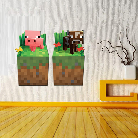 3D Minecraft Pig&Cow Wall paper - Nest of Design