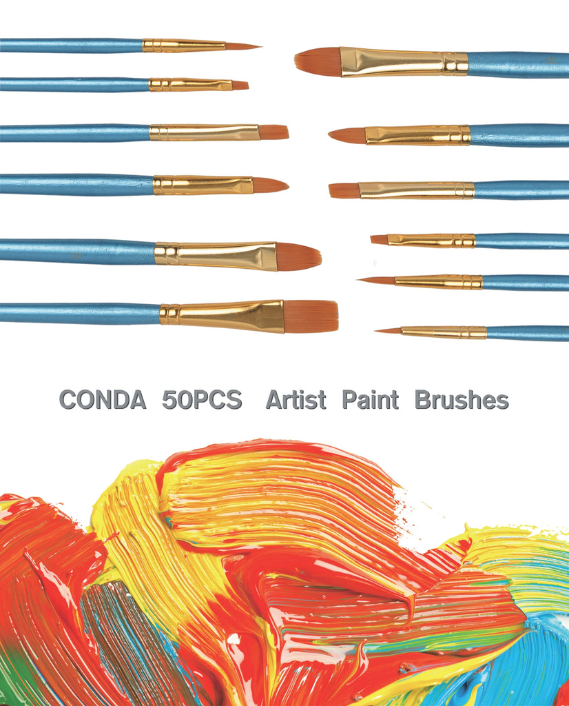 50-Pcs Paint Brushes Nylon Hair - Nest of Design
