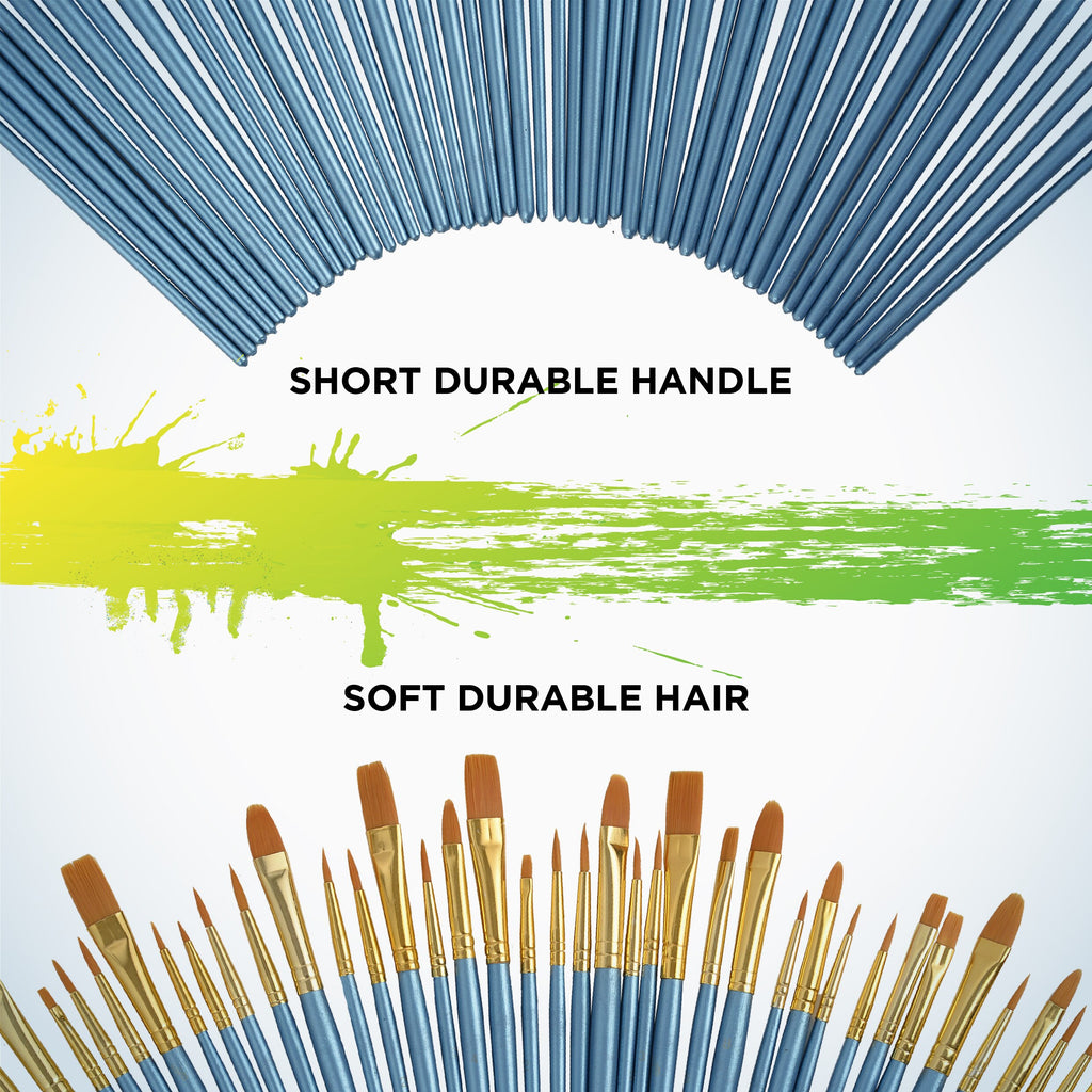 50-Pcs Paint Brushes Nylon Hair - Nest of Design