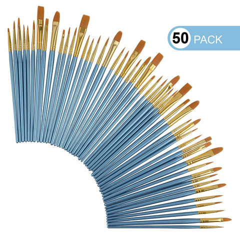 50-Pcs Paint Brushes Nylon Hair - Nest of Design