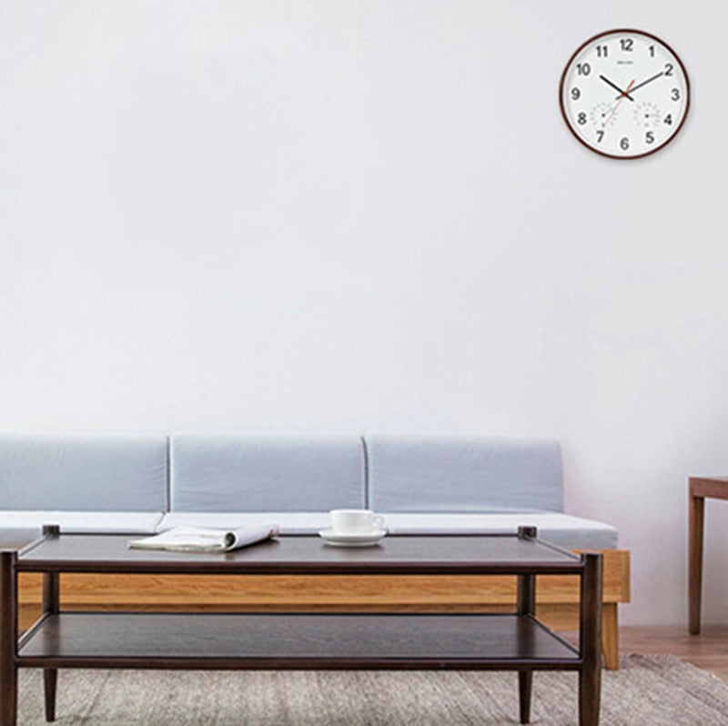 Geekcook 12 Inch Classic Wooden Wall Clocks Silent Quartz Thermometer Hygrometer Humidity Non Ticking For Living Room Office - Nest of Design