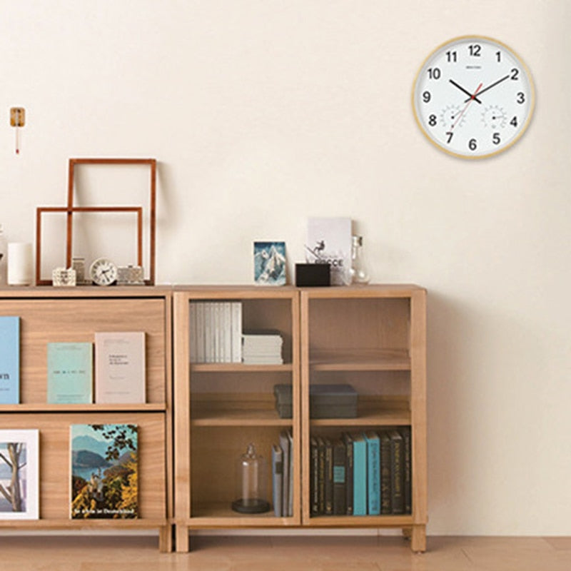 Geekcook 12 Inch Classic Wooden Wall Clocks Silent Quartz Thermometer Hygrometer Humidity Non Ticking For Living Room Office - Nest of Design