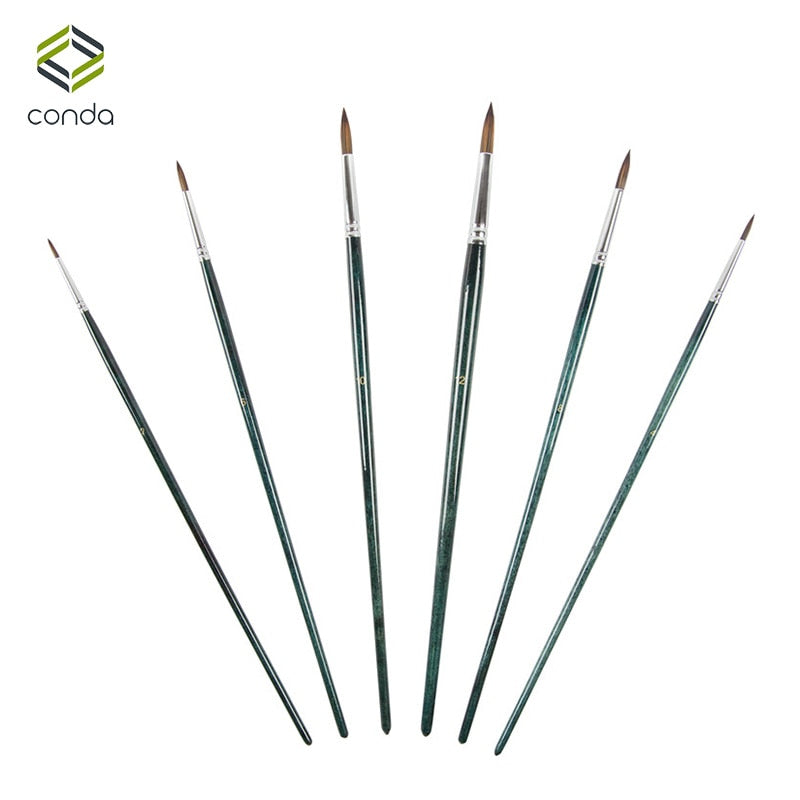 6-Pcs Nylon Hair Long Handle Oil Acrylic Watercolor Paint Brush Set - Nest of Design