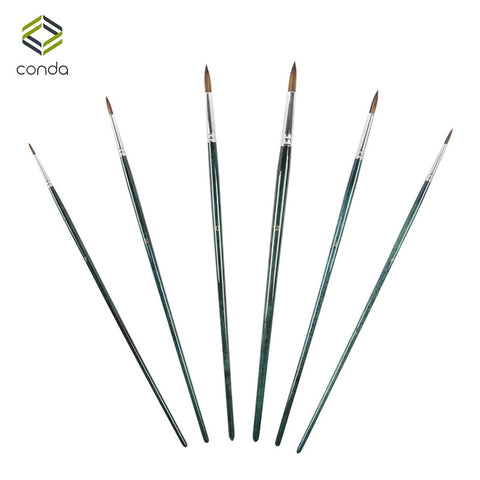 6-Pcs Nylon Hair Long Handle Oil Acrylic Watercolor Paint Brush Set - Nest of Design