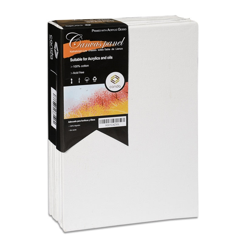 CONDA 12-Pcs Acid Free 12.7*17.7cm (5"x7") Canvas Panels (White) - Nest of Design