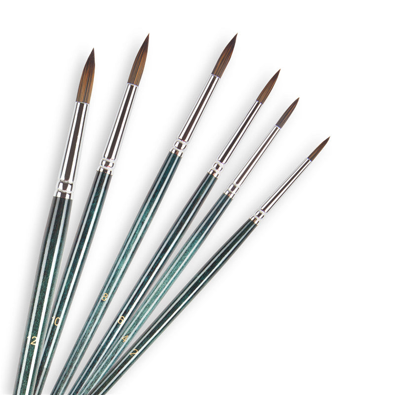 6-Pcs Nylon Hair Long Handle Oil Acrylic Watercolor Paint Brush Set - Nest of Design