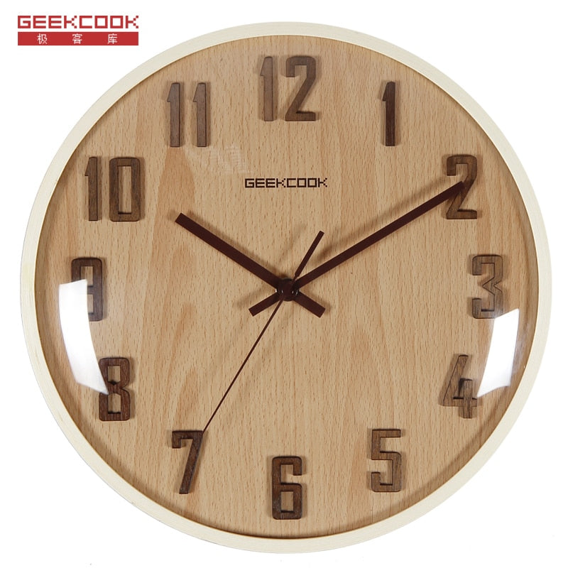 Geekcook 12'' Wood Modern Simple Wall Clock - Nest of Design