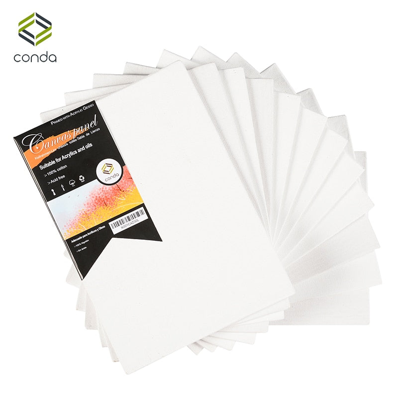 CONDA 12-Pcs Acid Free 12.7*17.7cm (5"x7") Canvas Panels (White) - Nest of Design