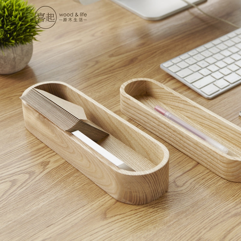 Happy Walnut Solid Wood Stationery Storage Box Creative Wood Tableware Finishing Box Wooden Jewelry Box