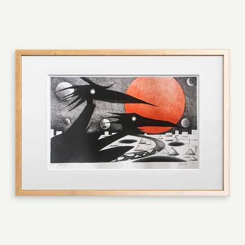 PRESSMATTER Black Bird Bedroom Decorative Painting (Black Birds Core: 26x45cm Frame: 52x68cm 30mm Wood Independent) - Nest of Design