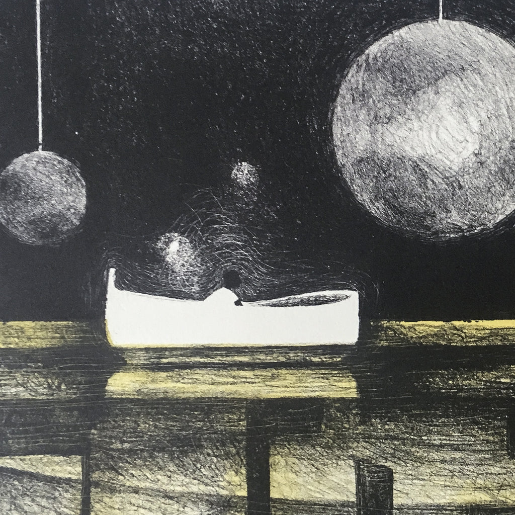 PRESSMATTER Prints "Silent Sea Silkscreen Prints  (slient sea Painting Core: 26x45cm Frame: 52x68cm Wood color wood box independent) - Nest of Design